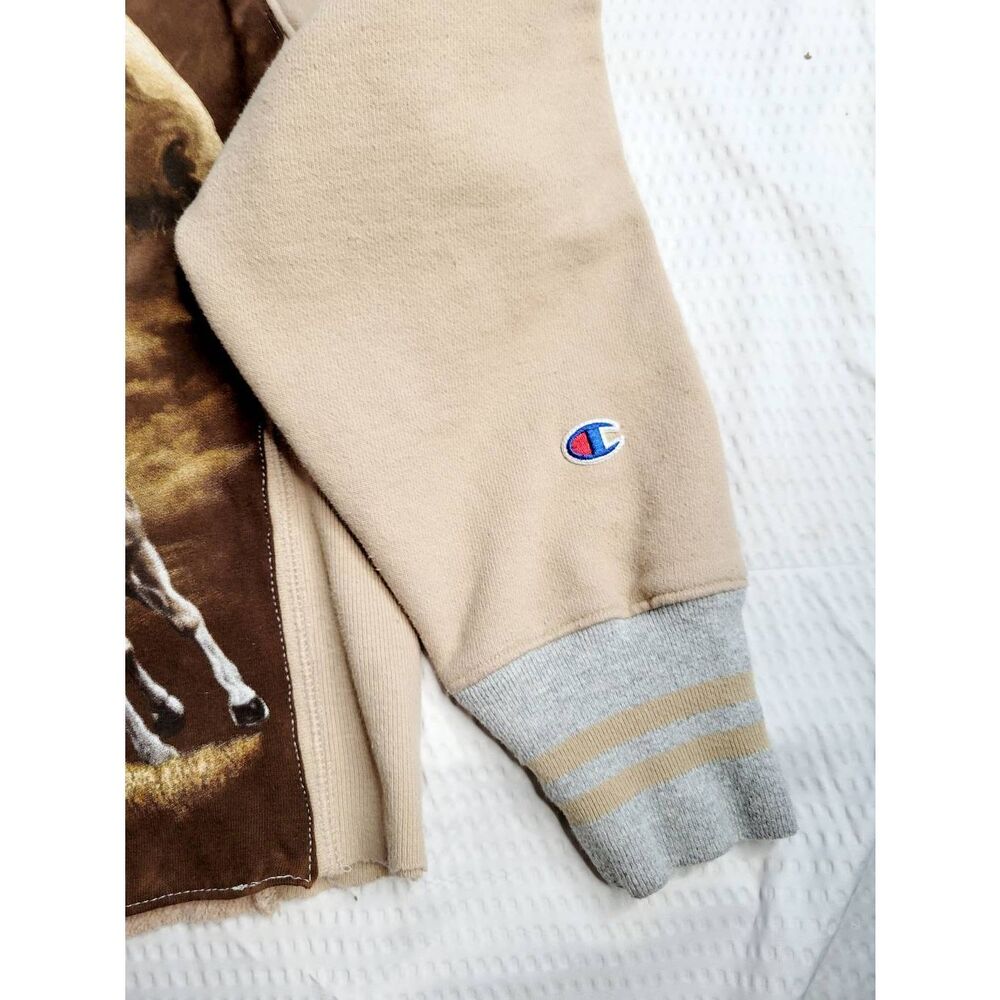 Vintage Champion horse sweatshirt repurposed upcycled equestrian small OOAK - Picture 5 of 6